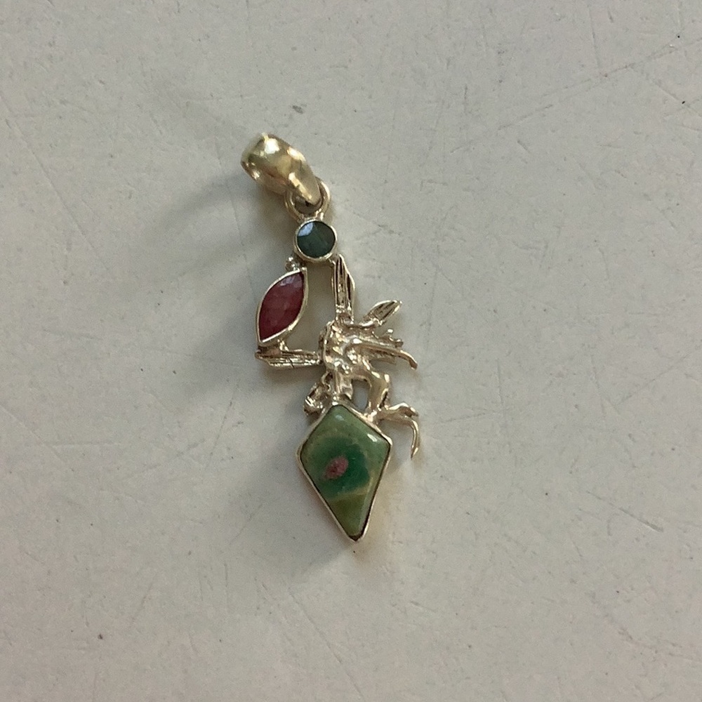 Sterling Silver Fairy Pendant with semi precious stones